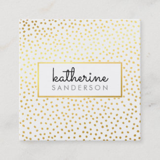 PROFESSIONAL LOGO EMBLEM modern white faux gold Square Business Card