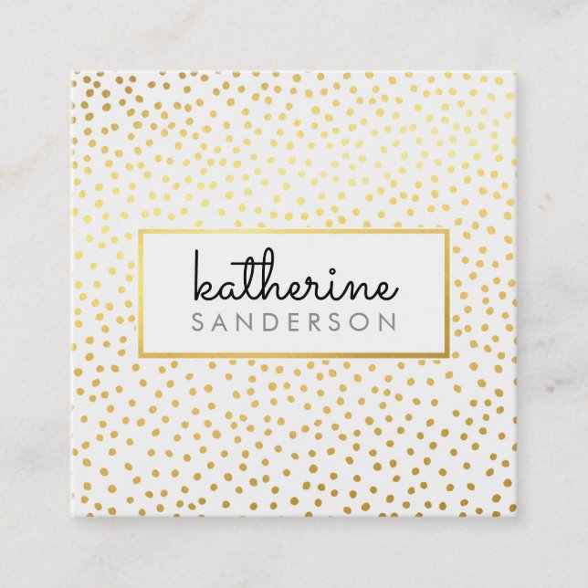 PROFESSIONAL LOGO EMBLEM modern white faux gold Square Business Card (Front)