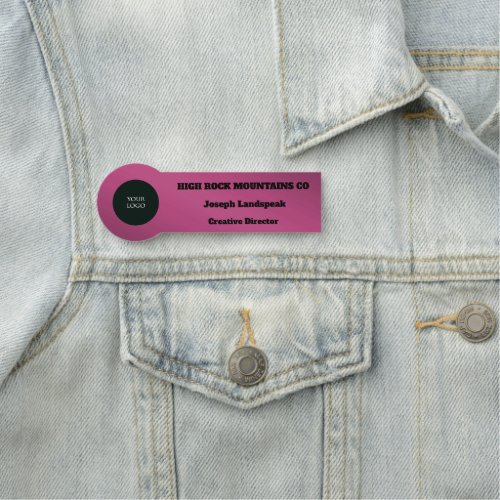 Professional Logo Employee Deep Red Metallic Name Tag