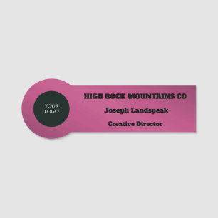 Professional Logo Employee Deep Red Metallic Name Tag