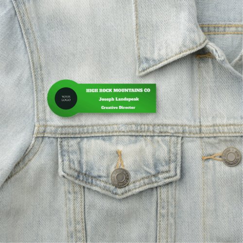 Professional Logo Employee Green Metallic Name Tag