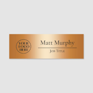 Professional Logo Employee ID Faux Copper Name Tag
