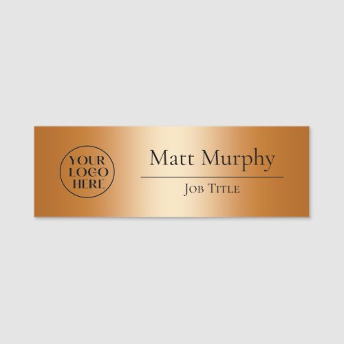 Professional Logo Employee ID Faux Copper  Name Tag