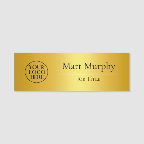 Professional Logo Employee ID Faux Gold Name Tag