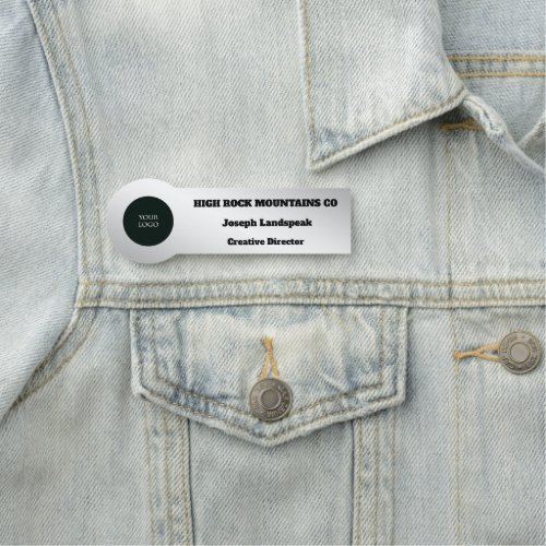 Professional Logo Employee Silver Metallic Name Tag