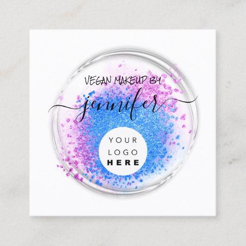 Professional Logo Makeup Artist Glitter Shadow Square Business Card