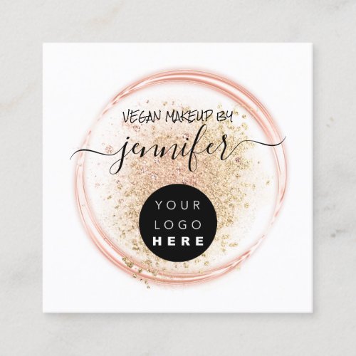 Professional Logo Makeup Artist Rose Gold Shadow Square Business Card