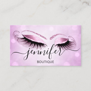 Professional Logo Makeup Boutique Lash Studio Pink Business Card