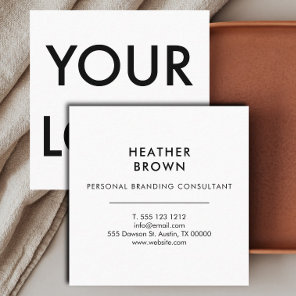 Professional Logo Minimal Modern White Square Business Card
