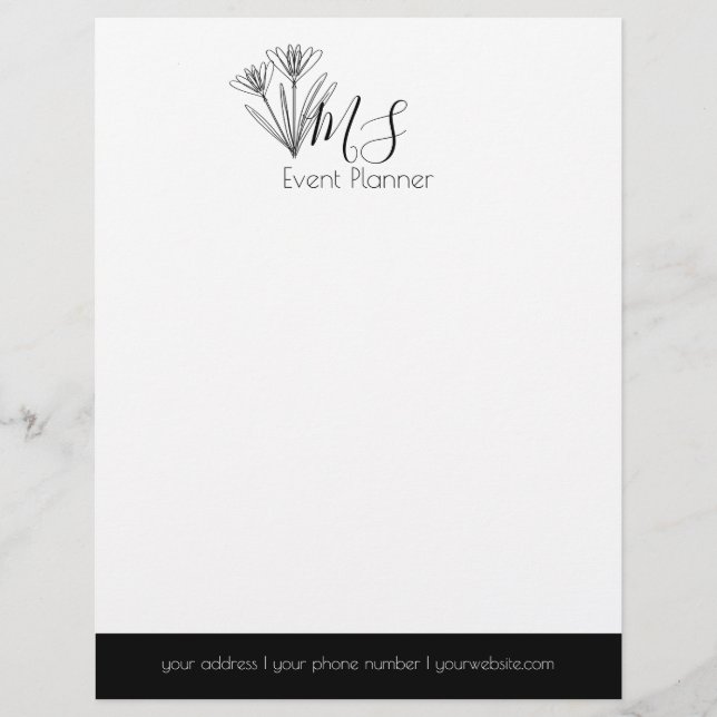 Professional Logo - Minimalist Event Planner Letterhead (Front)