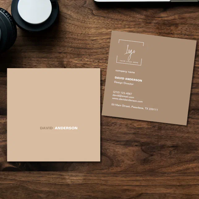Professional Logo Modern Simple Minimalist Square Business Card | Zazzle