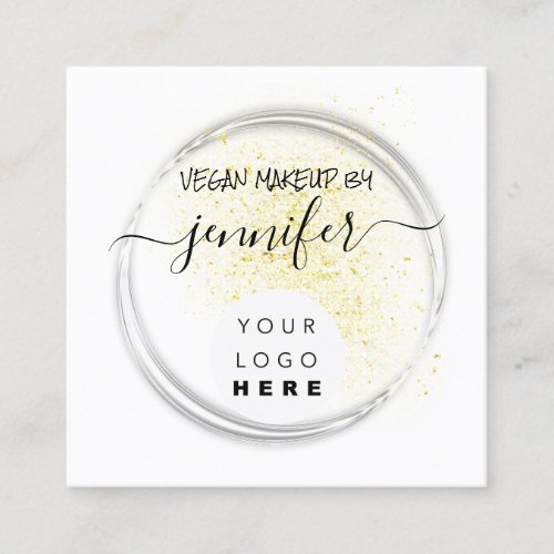 Professional Logo Nails Beauty Hair Vegan Gold Square Business Card