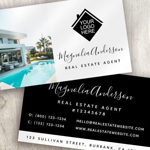 Professional Logo Photo Real Estate Agent Business Card