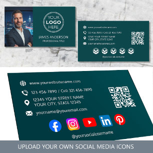 Professional Logo Profile Photo Social Media Teal Business Card