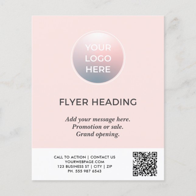Professional Logo QR Code Small Business Flyer (Front)
