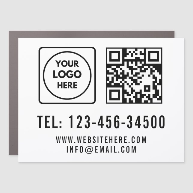 Professional Logo & QR Code Vehicle Magnet (Front)
