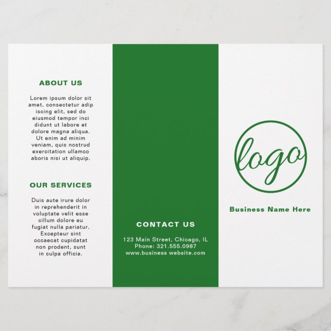 Professional Logo Simple Green Trifold Brochure (Front)