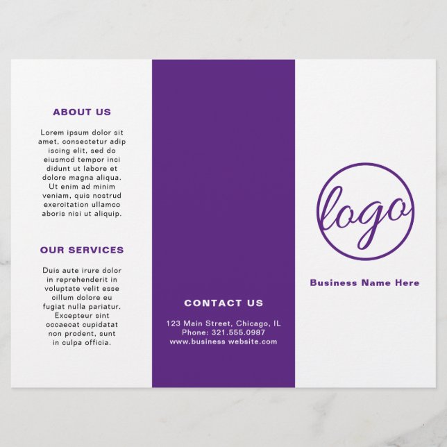 Professional Logo Simple Purple Trifold Brochure (Front)