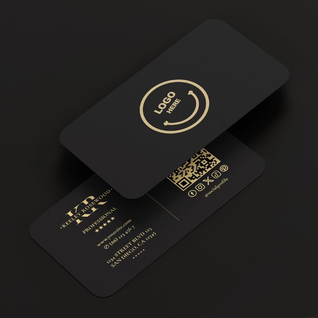 Professional Logo Social Media Elegant Black Business Card (Professional Logo Social Media X Pinterest Elegant Black Business Card
)