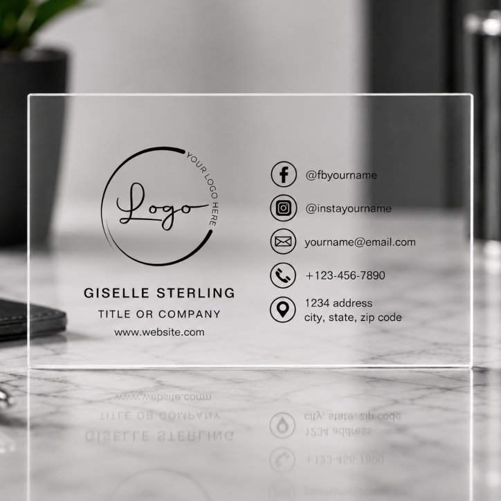 Professional Logo Transparent Clear Business Cards