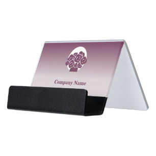 Professional Logo, White - Purple Desk Business Card Holder