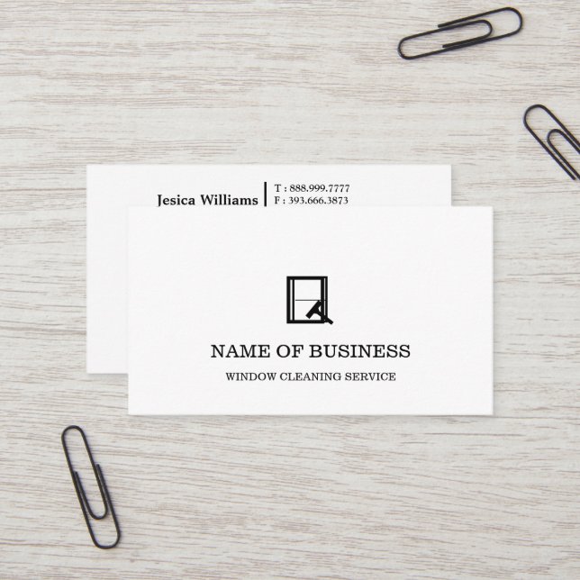 Professional Logo Window Cleaning Service  Business Card (Front/Back In Situ)