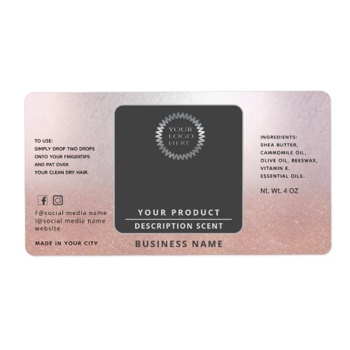 Professional logo wrap around rose gold product  label