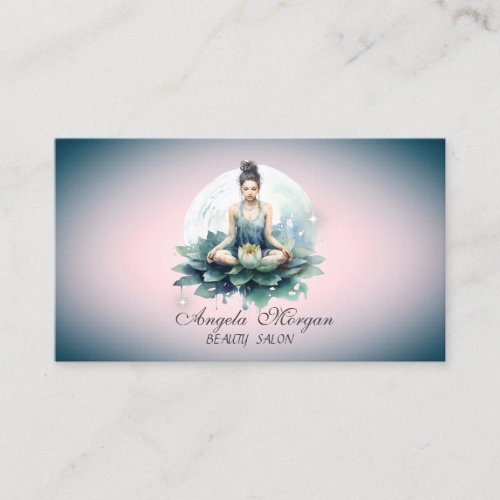 Professional Lotus Flower Yoga Girl Business Card