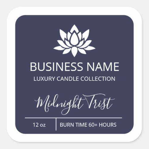 Professional Lotus Navy Blue Soy Candle Labels