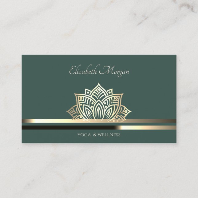 Professional Lotus Stripe Green Business Card (Front)