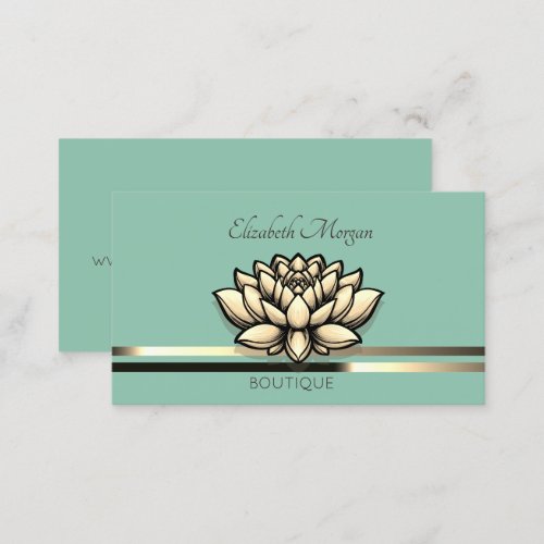 Professional Lotus Stripes Mint Green Business Card