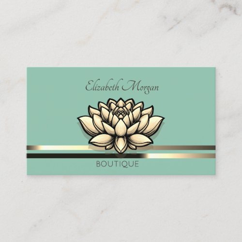 Professional Lotus Stripes Mint Green Business Card