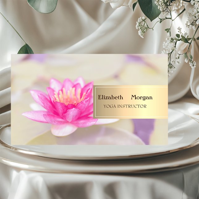 Professional Lotus Yoga Bokeh Gold Business Card (Creator Uploaded)