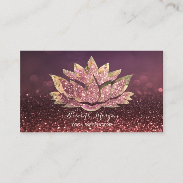 Professional Lotus Yoga Instructor Bokeh  Business Card (Front)