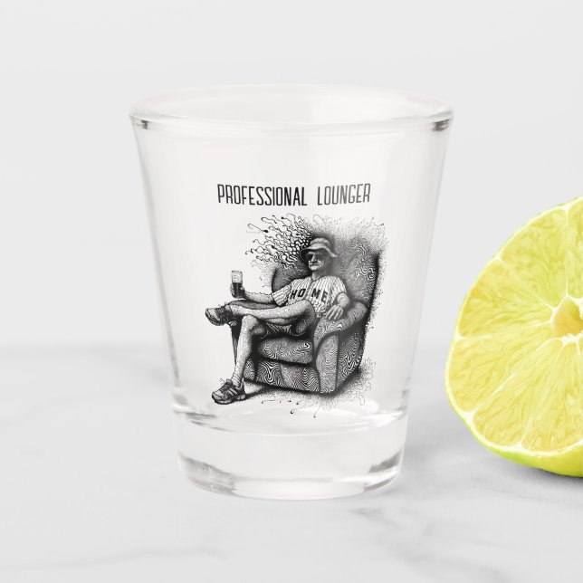 Professional Lounger Black White Ink Personalized Shot Glass (Front)