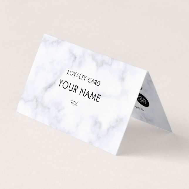 Professional Loyalty Elegant White Marble Pattern Business Card (Front)