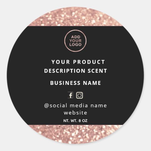 Professional lux rose gold glitter product label