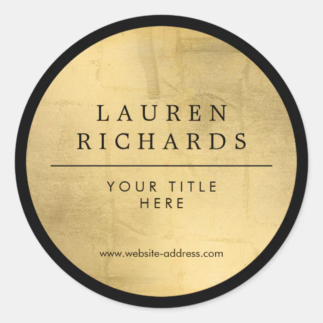 Professional Luxe Black and Faux Gold Classic Round Sticker | Zazzle