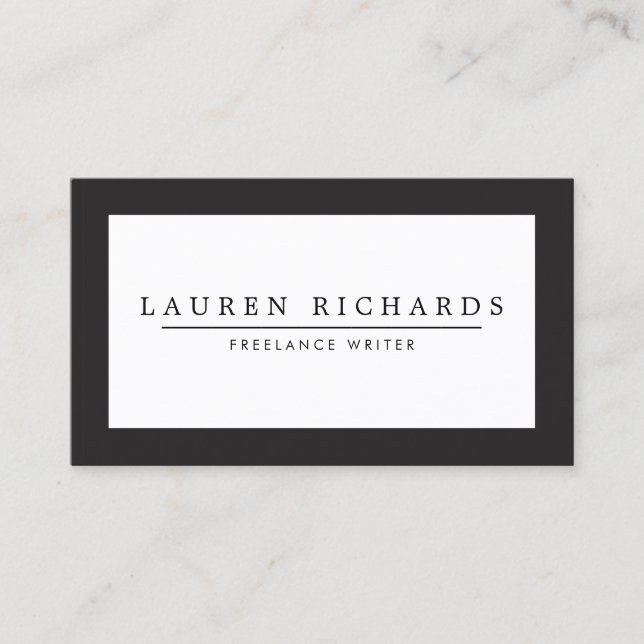 Professional Luxe Black and White Business Card (Front)