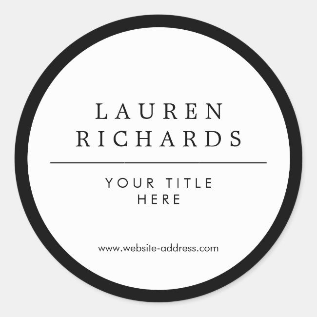 Professional Luxe Black and White Classic Round Sticker