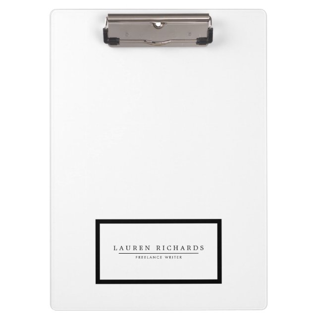 Professional Luxe Black and White Personalized Clipboard (Front)