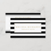 Professional Luxe Black and White Striped Business Card (Front/Back)