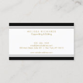 Professional Luxe Black and White Striped Business Card (Back)
