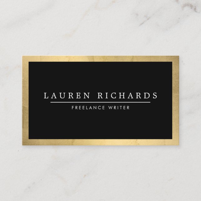 Professional Luxe Faux Gold and Black Business Card (Front)
