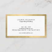 Professional Luxe Faux Gold and White Business Card (Back)