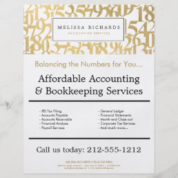 Professional Luxe Faux Gold Numbers Accountant Flyer