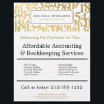 Professional Luxe Faux Gold Numbers Accountant Flyer<br><div class="desc">This professionally designed flyer template perfectly coordinates with the matching business cards and stationery for an elevated esthetic for your accounting or financial services business. An abstract pattern of overlapping faux gold numbers creates an intriguing design motif in the background. Customize the fields with your own promotion or offering. Original...</div>