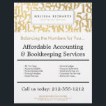Professional Luxe Faux Gold Numbers Accountant Flyer<br><div class="desc">This professionally designed flyer template perfectly coordinates with the matching business cards and stationery for an elevated esthetic for your accounting or financial services business. An abstract pattern of overlapping faux gold numbers creates an intriguing design motif in the background. Customize the fields with your own promotion or offering. Original...</div>