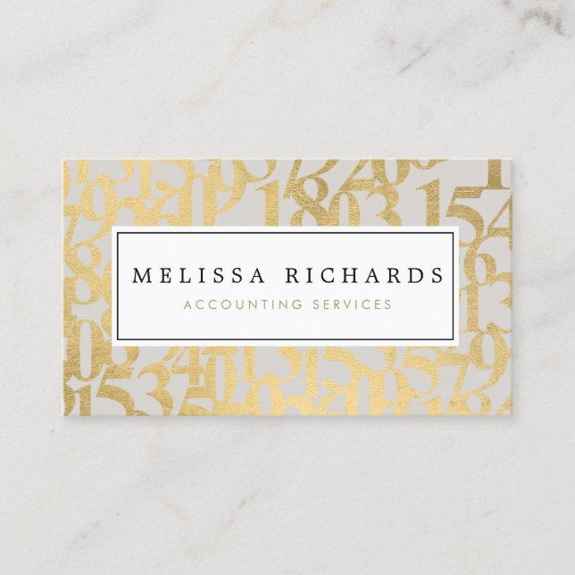 Professional Luxe Faux Gold Numbers Accountant II Business Card (Front)