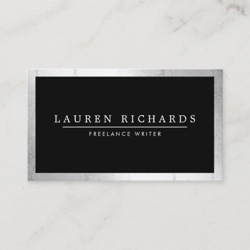 Professional Luxe Faux Silver and Black Business Card